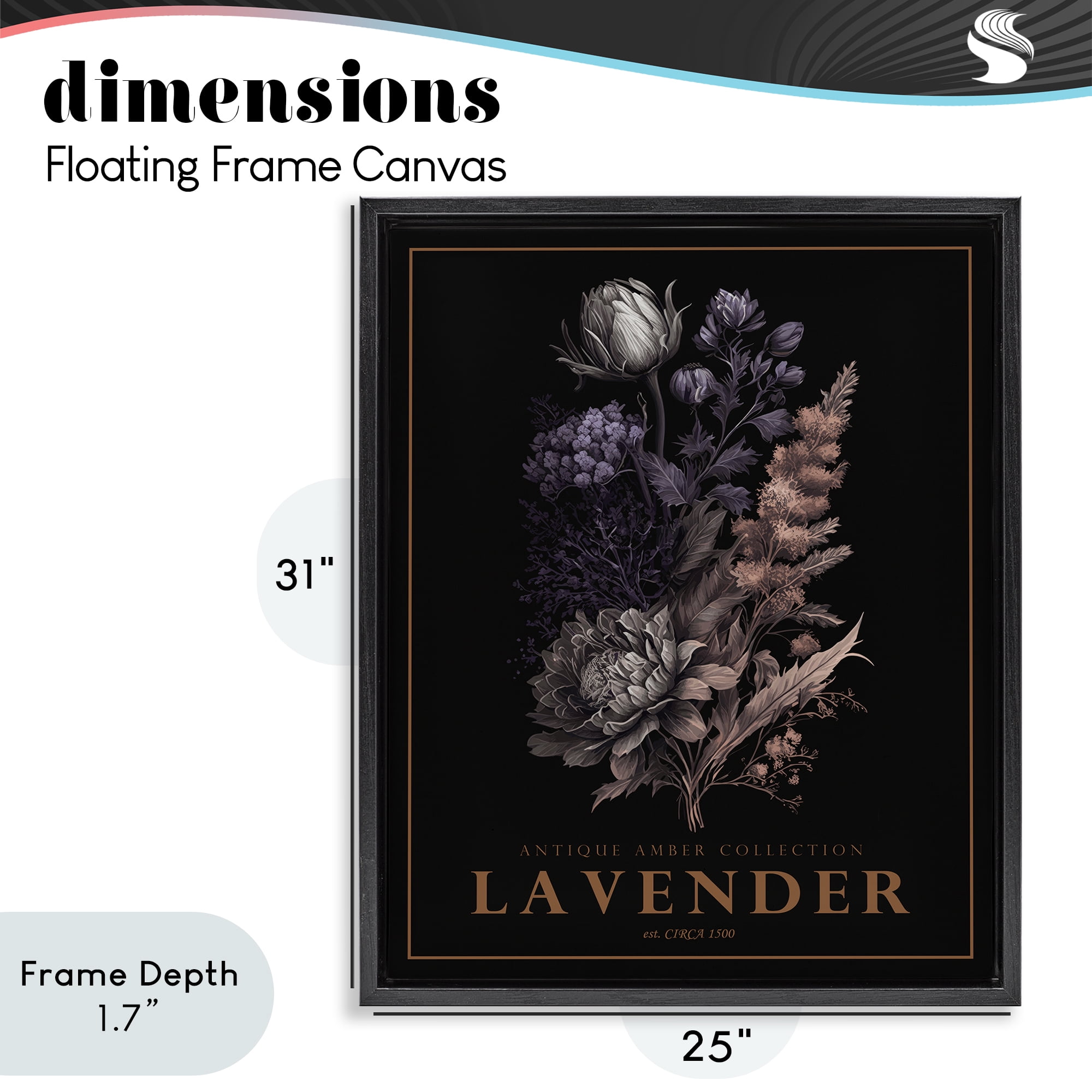 Stupell Industries Antique Lavender Bushel Black Framed Floater Canvas Wall Art, design by Christopher Giampietro