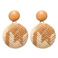 thumbnail image 2 of Kiplyki Bohemian Style Wood Bamboo Rattan Geometric Round Earrings Ladies Jewelry, 2 of 7