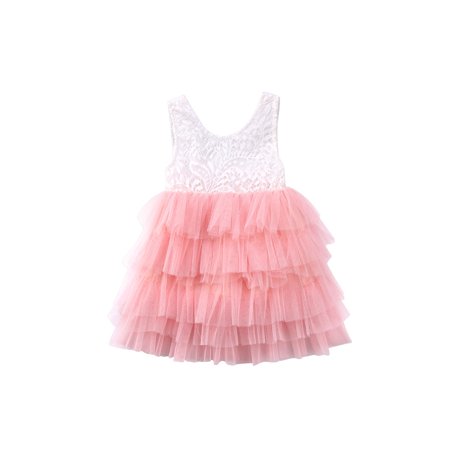 

Newborn Kids Baby Girls Lace Tulle Party Pageant Bridesmaid Formal Tutu Dress