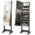 thumbnail image 1 of Gymax Standing Jewelry Cabinet Full Length Mirror Lockable w/ 3-Color LED Lights Black, 1 of 10