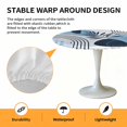 thumbnail image 2 of Elastic Fitted Round Tablecloth, Blue Bohogeometric Waterproof Stretch Table Cover for 45"-54" Tables, Bohemia Ethnic Abstract Lines Leaf Washable Outdoor Tablecloths for Patio, Picnic, Camping, 2 of 9