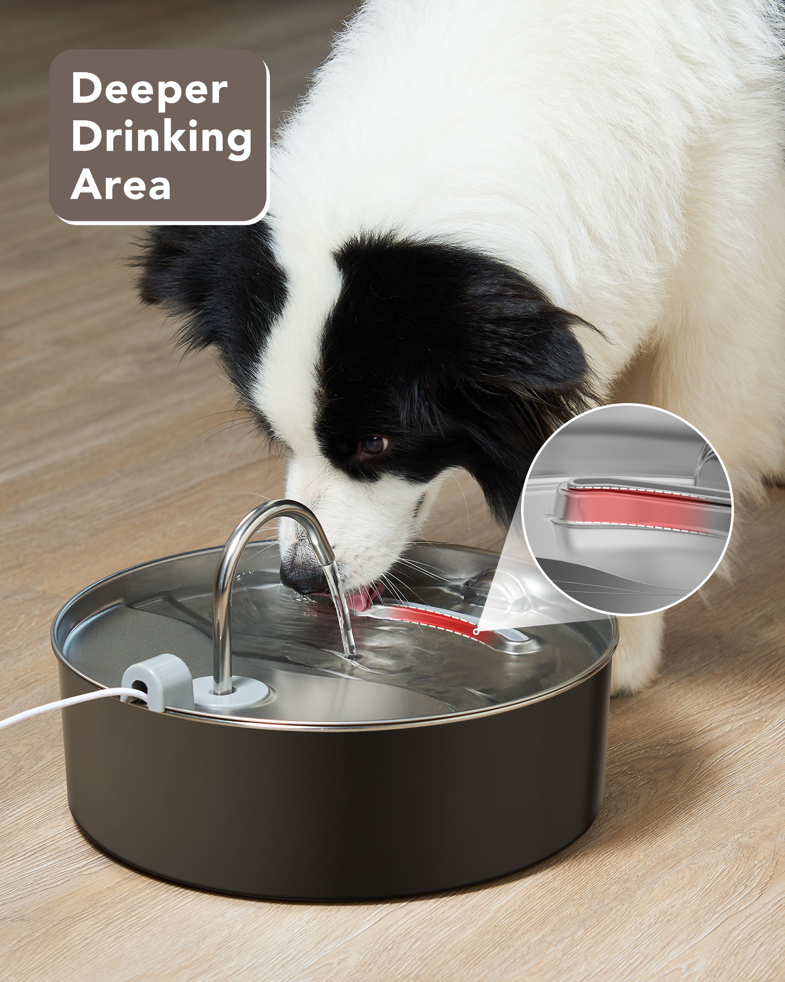 Stainless Steel Automatic Dog Water Fountain, 7L Capacity with Multi-Filtration photo 6
