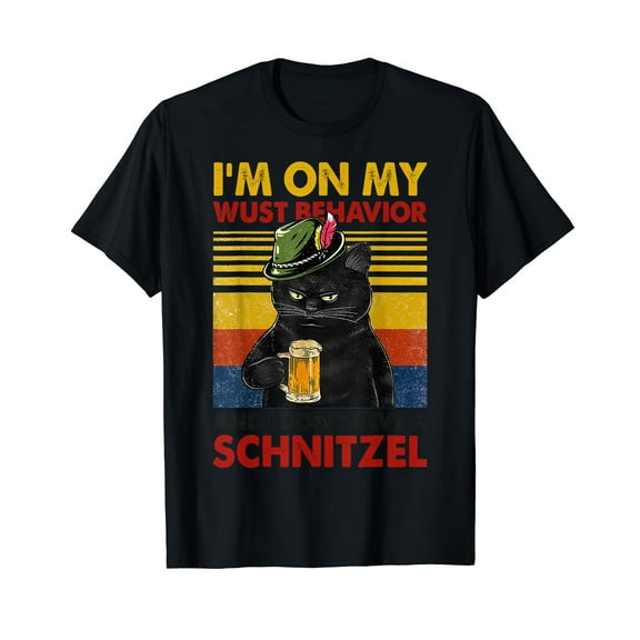 I'm On My Wurst Behavior And I Don't Give A Schnitzel Funny Cotton Black T-Shirt