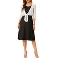 thumbnail image 2 of Allegra K Women's Bolero Cardigan Ruffle 3/4 Sleeve Tie Front Lace Shrug Top, 2 of 6