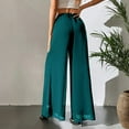 thumbnail image 4 of Chiffon Palazzo Pants for Women High Waist Wide Leg Loose Fit Flowy Lightweight Trousers Casual Spring Summer 2026 Fashion Pants Green L, 4 of 6