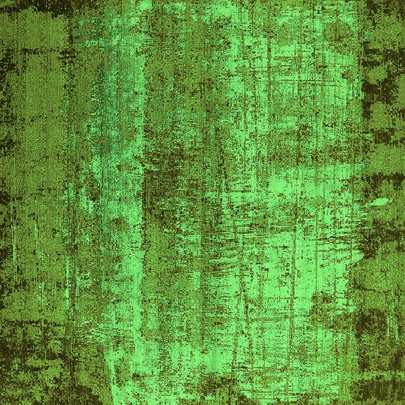 Ahgly Company Indoor Square Oriental Green Industrial Area Rugs, 3' Square