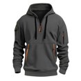 thumbnail image 2 of Huankd Quarter Zip Men Hoodie Long Sleeve Tactical Hoodies 1/4 Zip Pullover Work Workout Athletic Sweatshirts Dark Gray 2XL, 2 of 5