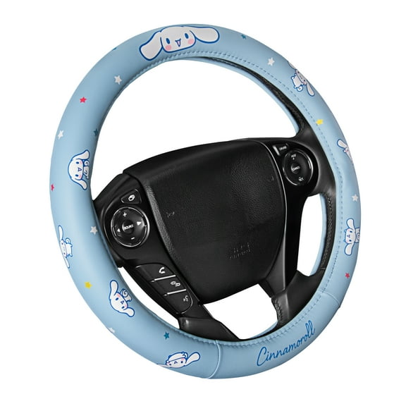 Cinnamoroll Steering Wheel Cover, Official Sanrio Car Steering Wheel Cover with Universal Size 14.5 - 15.5, Cute Blue Steering Wheel Cover for Women, Cinnamoroll Car Accessories (Cinnamoroll Blue)