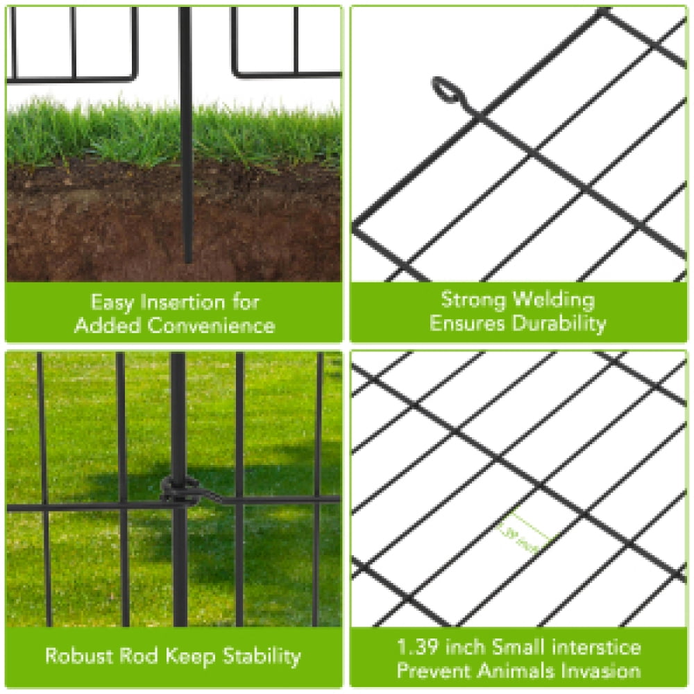 Yesurprise Garden Fence,15 Panels No Dig Decorative Fence with Gate for Outdoor,Yard, Patio,Animal Barrier Rustproof Metal Wire Panel,Temporary Dog