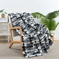 thumbnail image 3 of Home Soft Things Two Tone Artistic Faux Fur Throw Blanket with Micromink Back, Luxury Soft Cozy Plush Fluffy Fuzzy Reversible Thick Warm Throw Blanket, 60x70 inches, Black White, 3 of 11