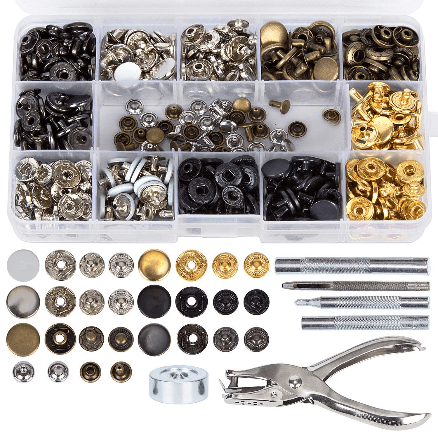 Trimming Shop 20mm S Spring Press Studs 4 Part, Durable and Lightweight,  Metal Snap Buttons Fasteners for Jackets, DIY Leathercrafts, Sewing  Clothing
