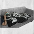 thumbnail image 6 of Tarot Soft Flannel Fleece Throw Blanket, Tarot Card for Emperor Woodcut Style Illustration Monochromatic Artwork, Cozy Plush for Indoor and Outdoor Use, 70" x 90", Black and White, by Ambesonne, 6 of 6