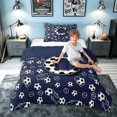 thumbnail image 2 of meiyoeat Soccer Letter C Twin Comforter Sets for Boys, Ball Field Bedding Set, Navy Blue, Blue Reversible, 2-Piece, 1 Comforter and 1 Pillowcase, 2 of 6