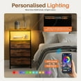 thumbnail image 5 of Atilioo Nightstand with Charging Station, LED Bedside Table Tall Dresser with 3 Fabric Drawers, USB/Type-C Ports and Outlets for Bedroom Living Room, Brown, 5 of 9