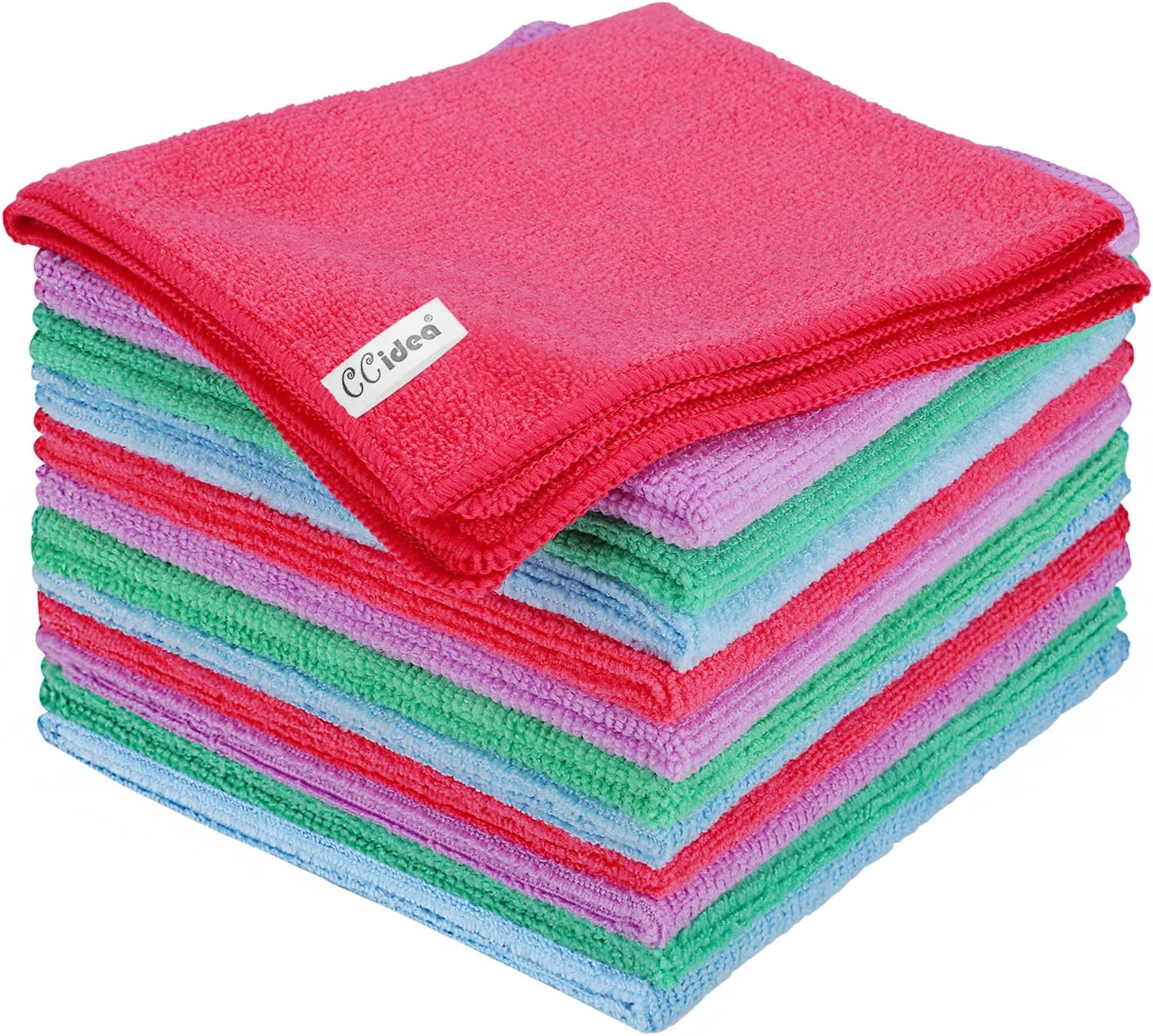 CCidea 12 Pack Microfiber Cleaning Cloth, Lint Free Reusable Dish Towels, Microfiber Towel for