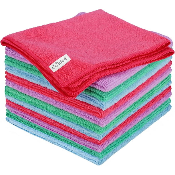 CCidea 12 Pack Microfiber Cleaning Cloth, Lint Free Reusable Dish