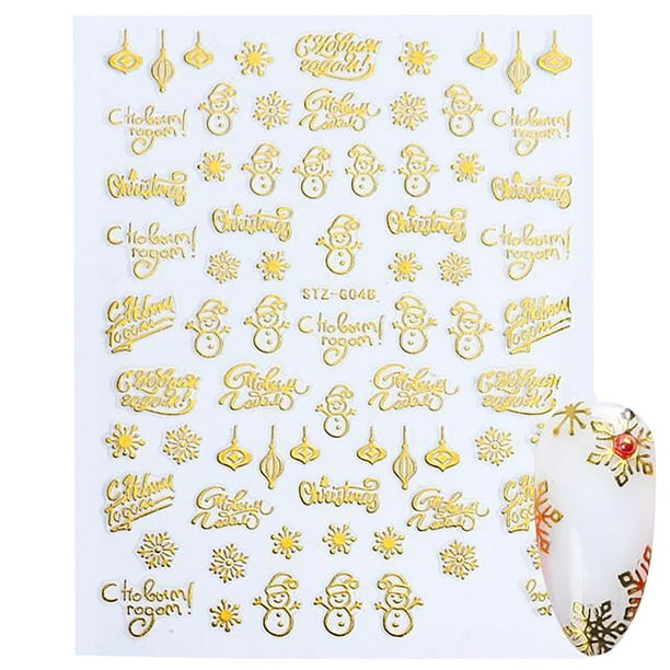 Uñas postizas, uñas postizas, regalos para mujeres, pegatinas de uñas navideñas con forma de copo de nieve y estrella, esmalte de uñas.