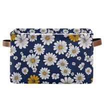 Yayeee Canvas Storage Basket with Handles for Shelves Fabric Bins Closet Organizer, Retro Daisy Pattern