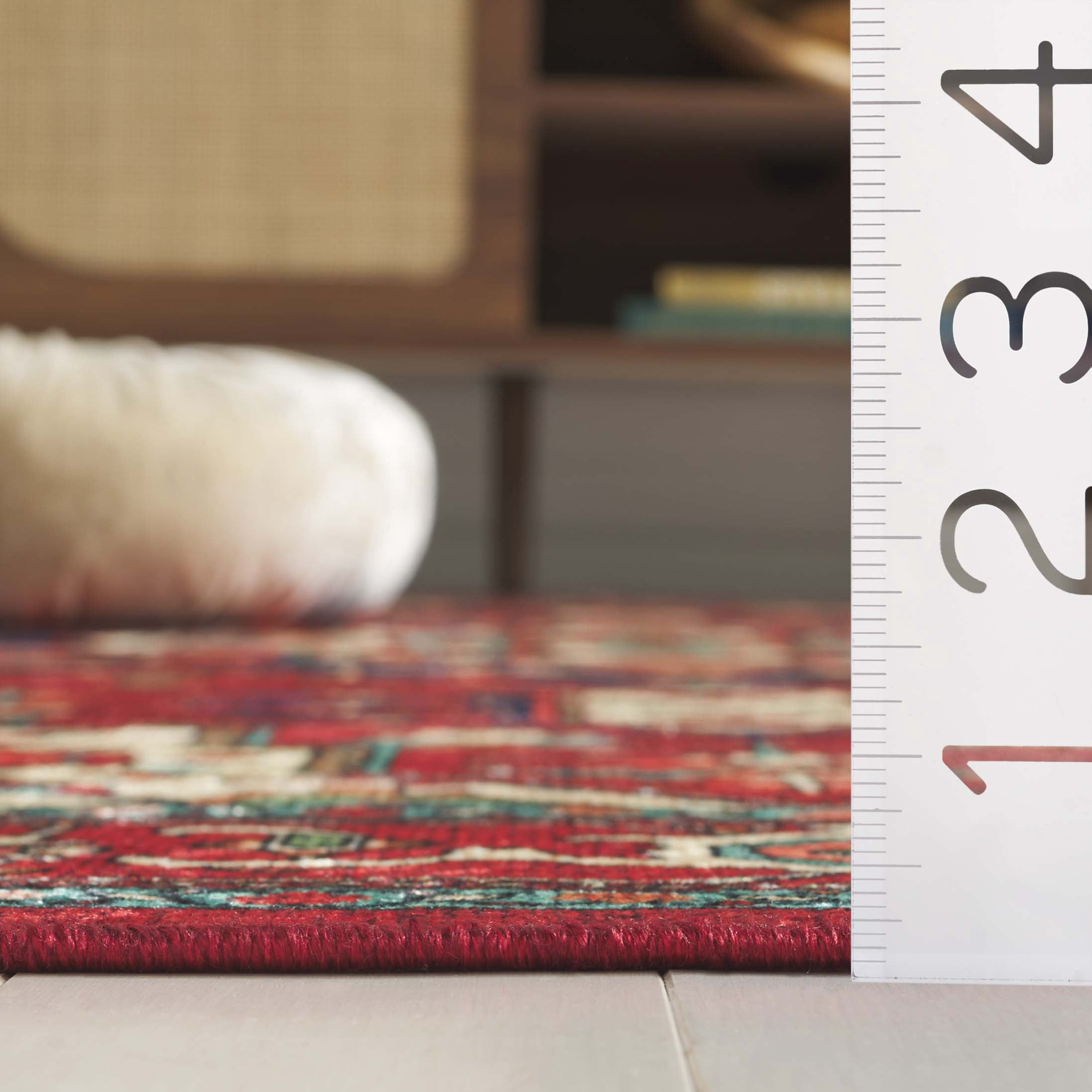 SAFAVIEH Orlando Alphonse Medallion Machine Washable Area Rug, Red/Beige, 4' x 6'