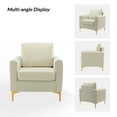 thumbnail image 4 of Velvet Upholstered Club Accent Chairs Set of 2 Lounge Armchairs Single Sofa Removable Backrest Golden Legs Home Living Room White, 4 of 6