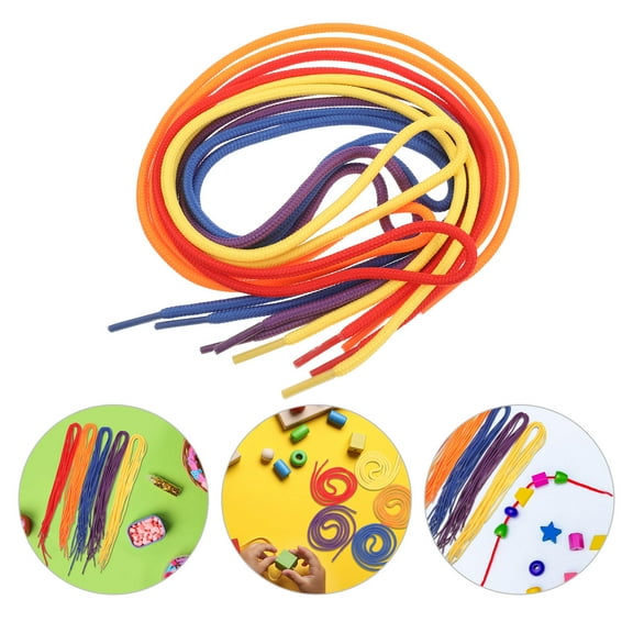 OUNONA 50Pcs Shoelace Threading Teaching Set Assorted Color Bead for Fine Motor Skills Development