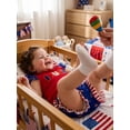thumbnail image 4 of BemeyourBBs Toddler Baby Girl 4th of July Outfit Patriot Independent Day Summer Clothes I Love USA Letter Embroidery Fly Sleeves Shirt Tops Star-Stripe Ruffled Shorts Set Baby Fourth of July Outfit, 4 of 8