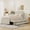 Beige, variant on Twin Size Upholstered Platform Bed with Trundle and 3 Drawers, Linen Fabric with Stripe Headboard, Storage Bed for Guest Room Apartment, Beige