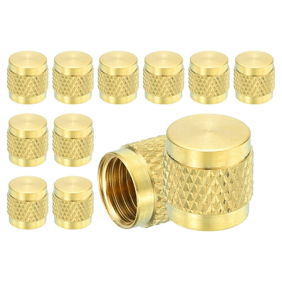 Uxcell 12PCS 1/4" SAE Brass Flare Caps, Refrigeration Valve Cap Flatwith Rubber Seal for HVAC AC System