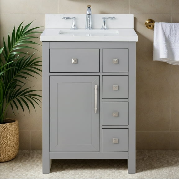 Lavanti Oakford Solidwood 24*18-inch Bathroom Vanity with Sink - Stylish Gray