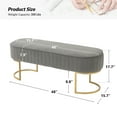 thumbnail image 5 of Velvet Upholstered Entryway Bench Bed Foot Stool with Horseshoe-shaped Metal Base Bedroom Grey, 5 of 6