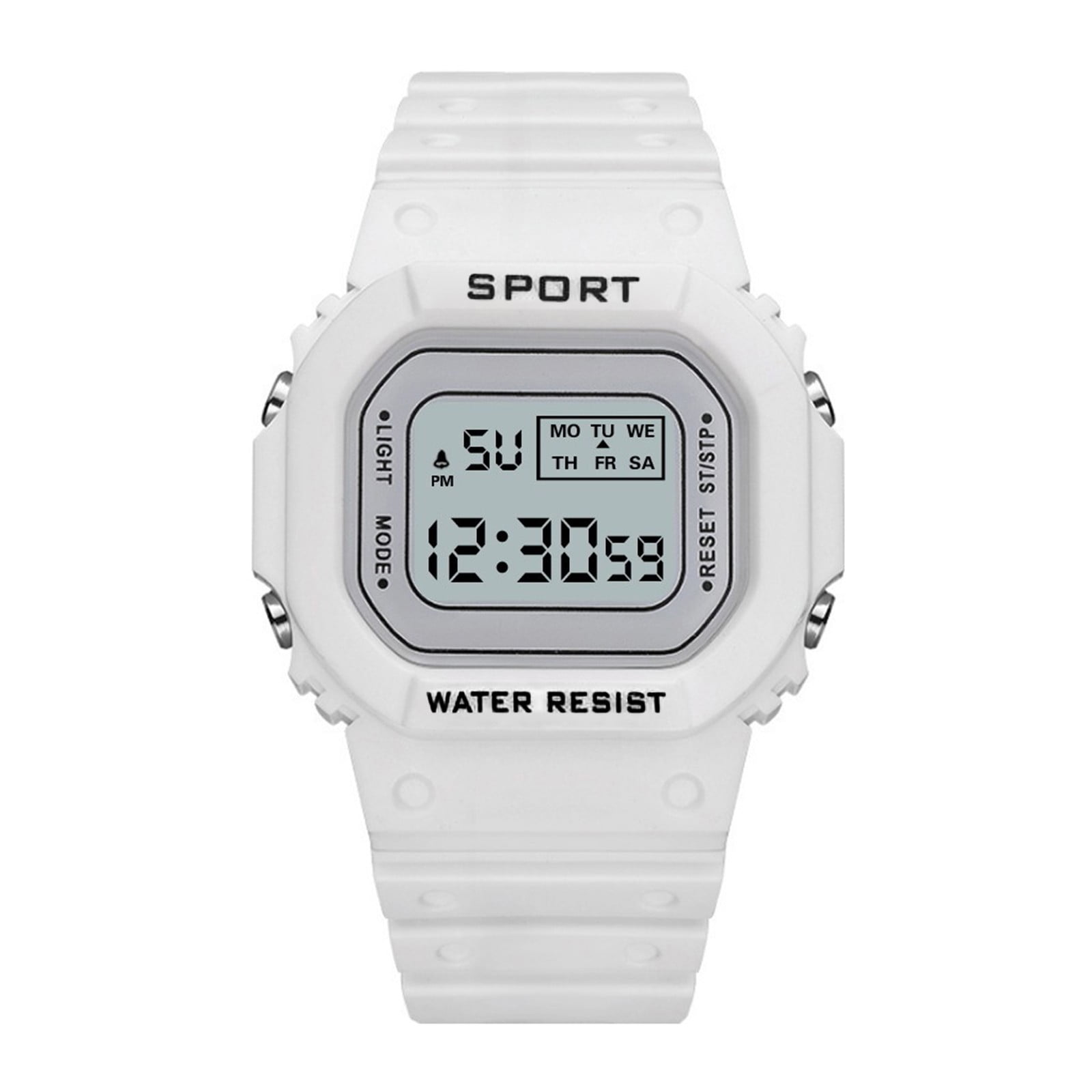 NovaStitch Women's Silicone Digital Sports Watch Lightweight Waterproof Fitness Tracker Step Counter Chronograph Alarm for Running Gym Workout Outdoor Activities - White
