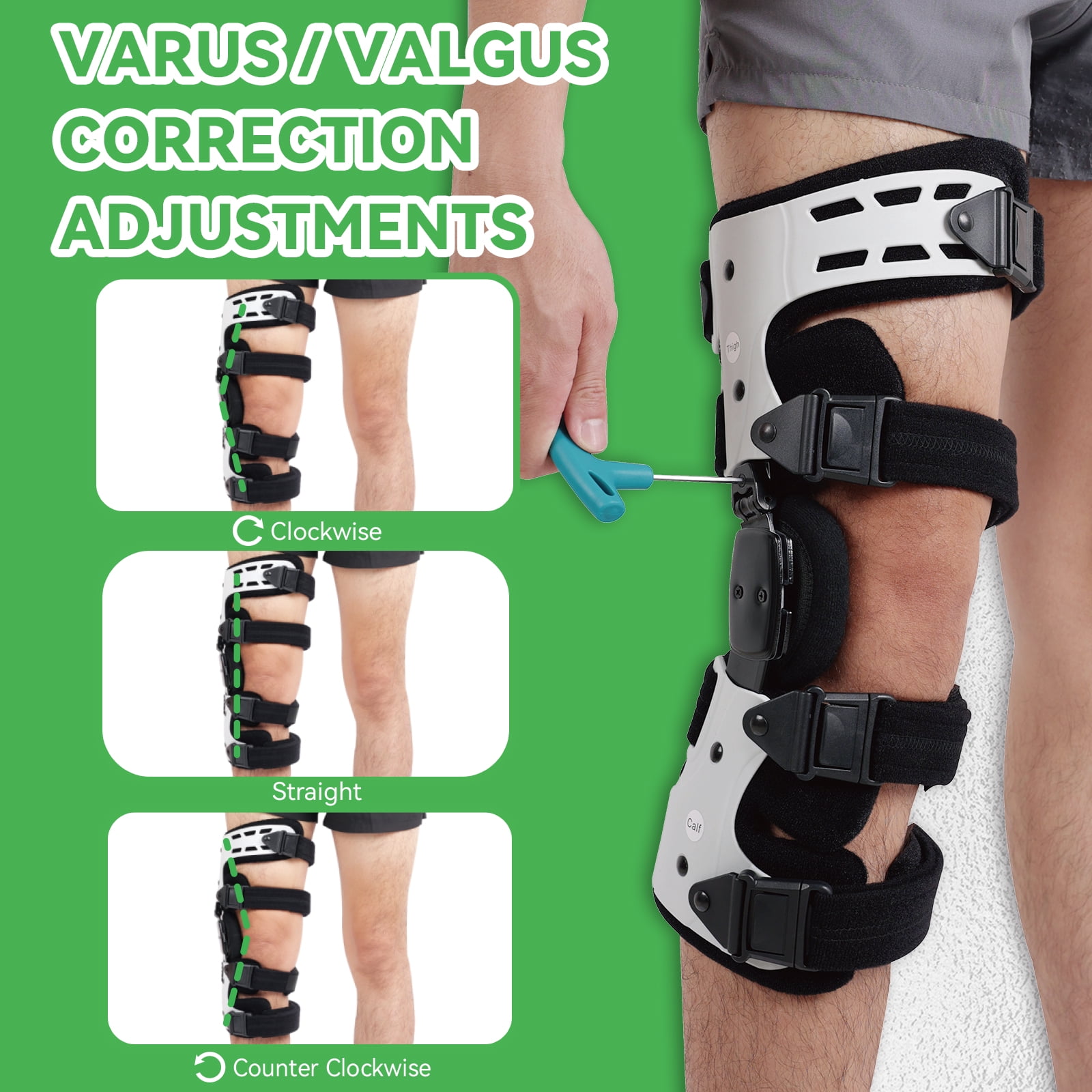 Orthomen White OA Unloader Knee Brace Arthritis Pain for Women and Men (Right)