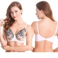 thumbnail image 4 of Curve Muse 3 Pack Plus Size Unlined Semi-Sheer Balconette Underwire Lace Bra-LAVENDER,GREY,IVORY-34B, 4 of 7