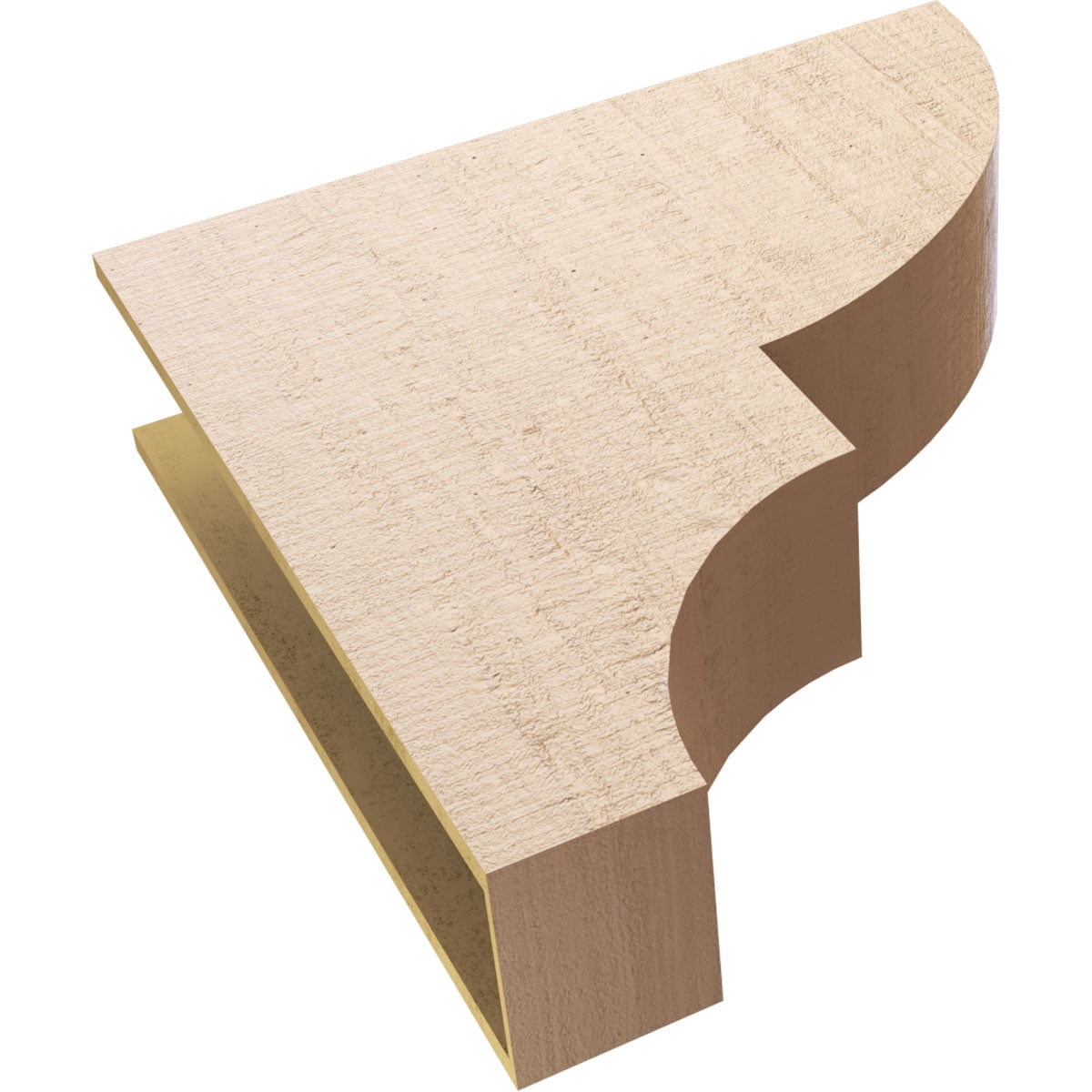 9"W x 36"D x 36"H Thin Ridgewood Rough Cedar Woodgrain TimberThane Corbel, Primed Tan