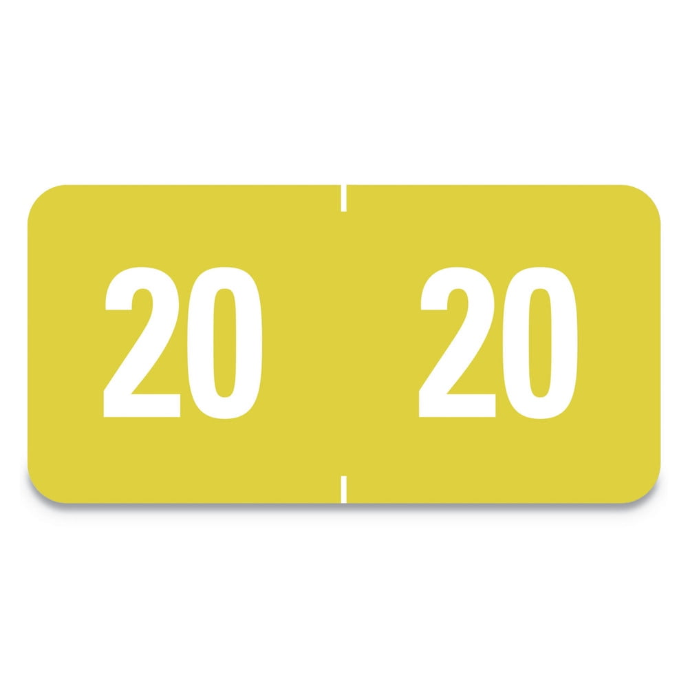 Smead 67920 0.5 in. x 1 in. Yearly End Tab Folder Labels - 20, Yellow (25 Labels/Sheet, 10 Sheets/Pack)