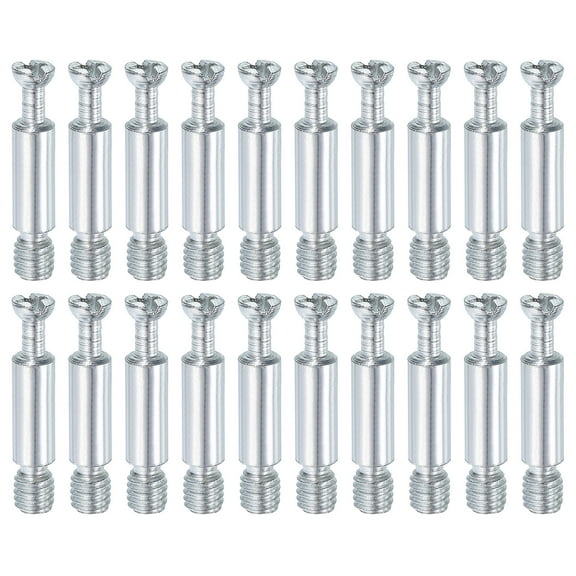 Uxcell 20Pcs 32mm Furniture Connecting Fittings, Thread Bolts Dowels Screws, Silver