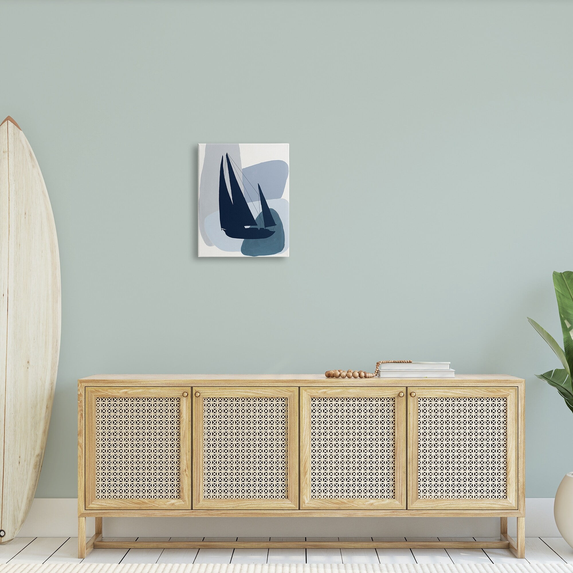 Stupell Industries Abstract Blue Sailboat Yacht Silhouette Mod Shapes, 36 x 48,Design by Patricia Pinto