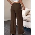 thumbnail image 6 of Women'S Palazzo Pants Summer High Waisted Wide Leg Drawstring Flowy Beach Trousers with Pockets Dark Brown XL, 6 of 7
