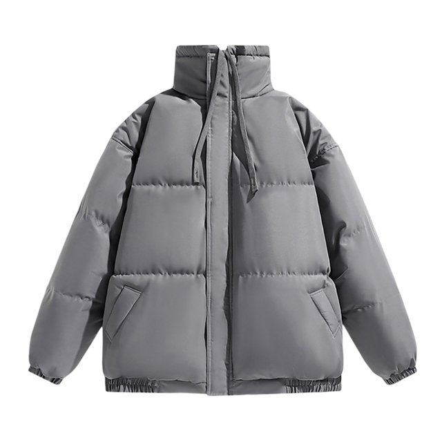 Men Solid Color Winter Stand Up Collar Loose Warm Versatile Clothing Casual Comfortable Trend Foreign Trade Jacket