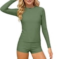thumbnail image 1 of Swimsuit Set for Girls, Long Sleeve Two Piece with Floral Print, Solid Color Beach Swimsuit for Kids 3-14 Years, 1 of 7