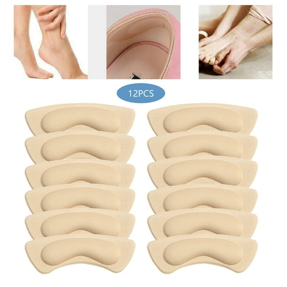 Heel Pads, 6 Pairs Sponge Heel Cushion Inserts, Self-Adhesive Heel Grips Liner for Women Men, Heel Protectors Prevent Too Big Shoe from Heel Slipping, Rubbing, Blisters for All Ages