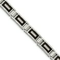 thumbnail image 2 of Chisel Stainless Steel Brushed and Polished with Cubic Zirconia Black Carbon Fiber Inlay Bracelet, 2 of 4