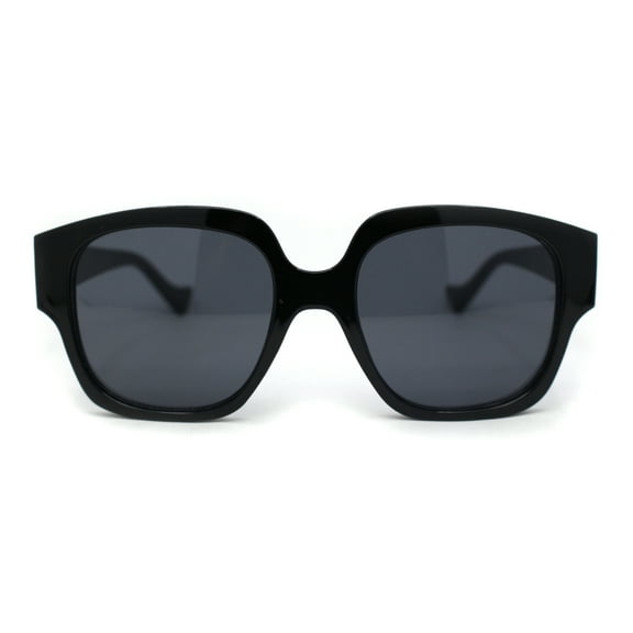 Womens Horn Rim Large Butterfly Plastic Fashion Sunglasses All Black