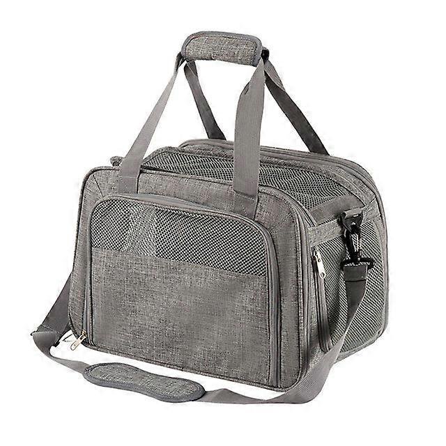 Bolsa de transporte para mascotas, transpirable, plegable, para viajes al aire libre, para perros y gatos, bolso de mano portátil, suministros de transporte para mascotas, gris