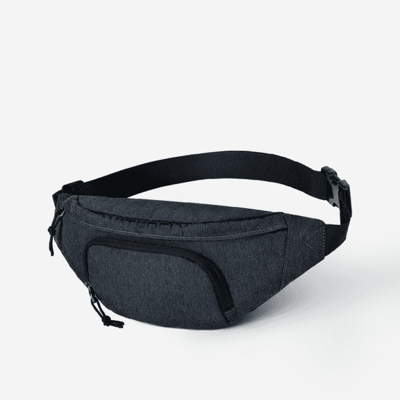 WATERFLY Unisex Fashion Slim Hiking Nylon Fanny Pack Waist Bag,Black Gray