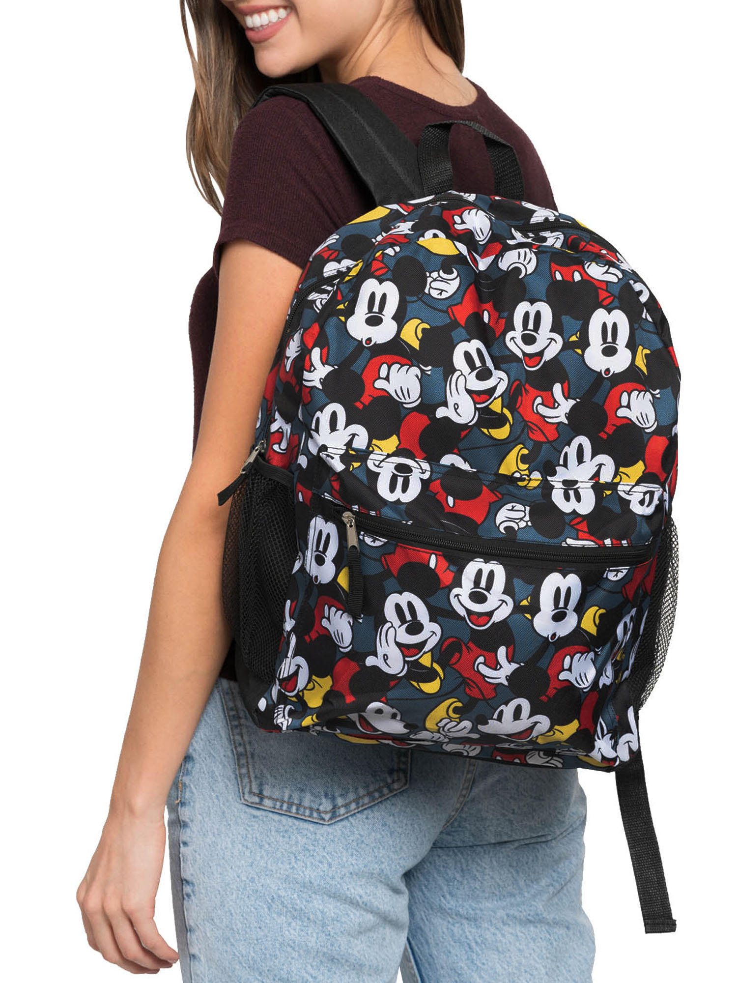 Disney Mickey Mouse Backpack 16" All-over Print Classic Front & Side Pockets - image 4 of 6