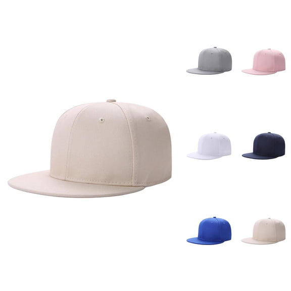 Flat Bill Baseball Cap for Men Women Basic Plain Snapback Hat Structured Blank Cap