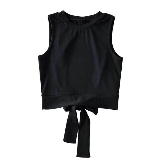 Akiihool Girl Sleeveless T Shirt Girl’s Full Sleeveless Camisole Tank Tops Kids Comfort Breathable Dance Tank Tops (Black,4-6 Years)