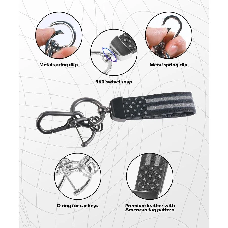 Key Chain, Accessories Flag Key Chains With Anti-Lost D-Ring, Cool Keychains, Fi