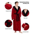 thumbnail image 4 of AMITOFO Long Robes for Men with Hood & Pockets,Soft Plush Full Length Hooded Bathrobe Winter Warm Fleece Sleepwear Shawl Collar Housecoat ,Size 3XL & Wine Red, 4 of 9